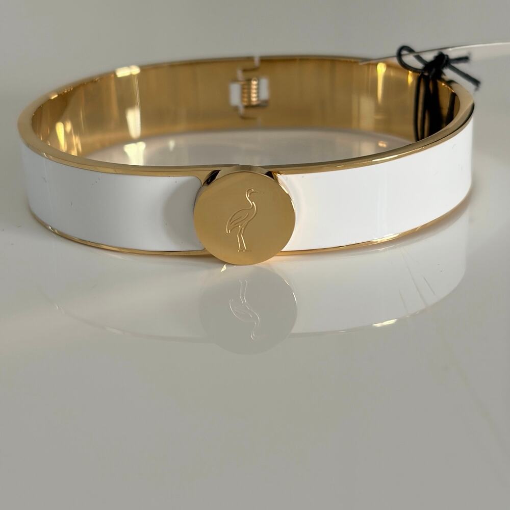 Talidara White Enamel Gold-Tone Heron Cuff Bracelet NWT